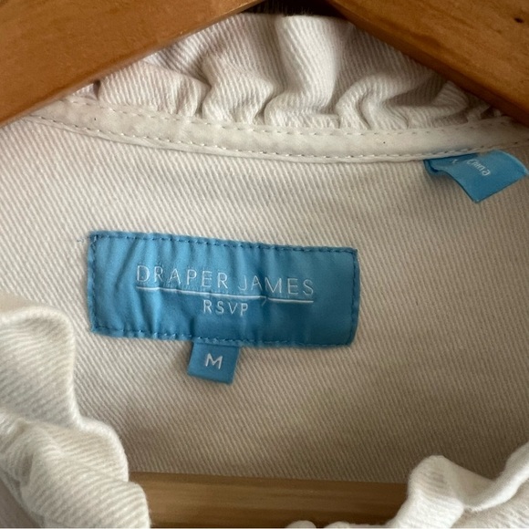 Draper James White Ruffle Jean Jacket Medium - Picture 3 of 5